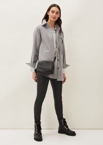 Phase Eight Jessica Button Through Shacket Jackets Grey Canada | HSOXGD-274